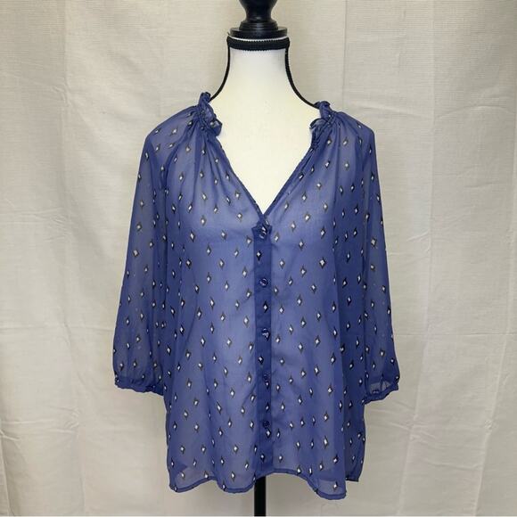 PRICED TO SELL!! French Connection Blue Sheer Blouse, Size S - Picture 3 of 15